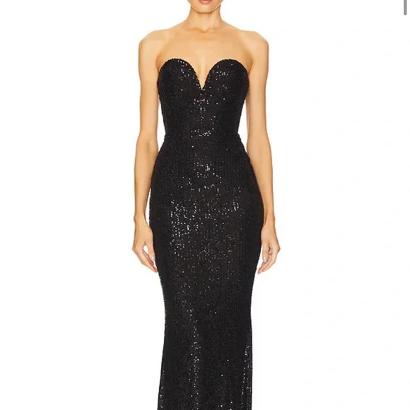slim fit dress slacks Clarisse 810416 - Long Velvet Sequin Sheath Dress main image 0